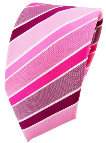 TigerTie Designer Krawatte in rosa magenta pink lila weiß gestreift