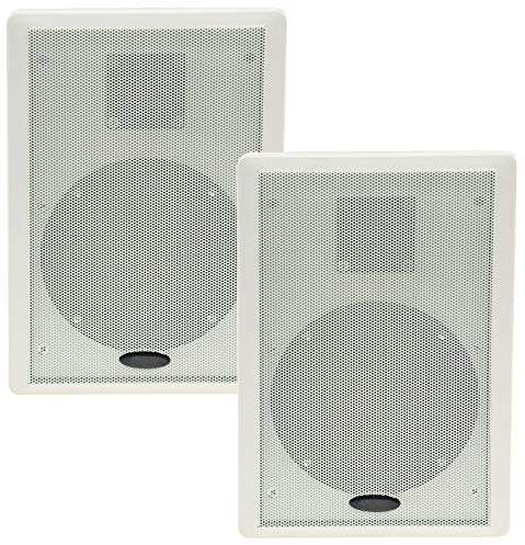 ChiliTec Wandlautsprecher Flatpanel-Lautsprecher 2-Wege 40Watt Paar / 2 Stück 37mm flach Aufbau-Lautsprecher für Wandmontage Weiß