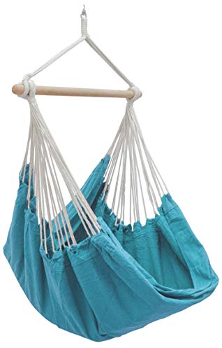 AMANKA XXL Sedia Sospesa di Tela 185x130cm Sedile Sospeso Gira 360° Azzurro