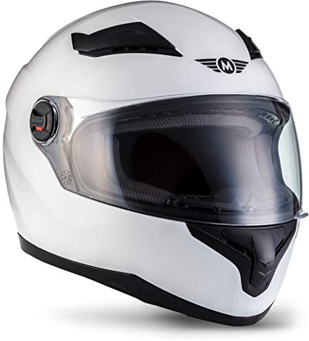 MOTO Helmets® X86 „Gloss White“ · Integral-Helm · Full-Face Motorrad-Helm Roller-Helm Scooter-Helm · ECE Visier Schnellverschluss Tasche M (57-58cm)