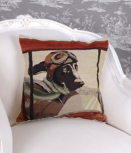Englisches Kissen Gobelin Zierkissen Hundepilot Art Deco Sofakissen 40x40 cm kdk001 Palazzo Exclusiv