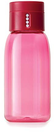 Joseph Joseph Dot - Trinkflasche mit Kontrollfunktion, 400 ml - pink, 7x7x18cm