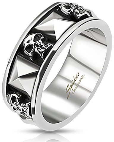 BlackAmazement Damen, Herren Totenkopf Ring Pyramid Skull Edelstahl Massiv Biker Gothic