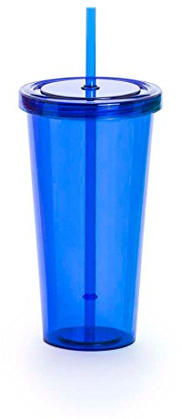 eBuyGB 750ml / 26oz Reusable Plastic Tumbler with Straw and Lid - Reusable Smoothie Cup & Iced Coffee Cup BPA Free - (Blue)