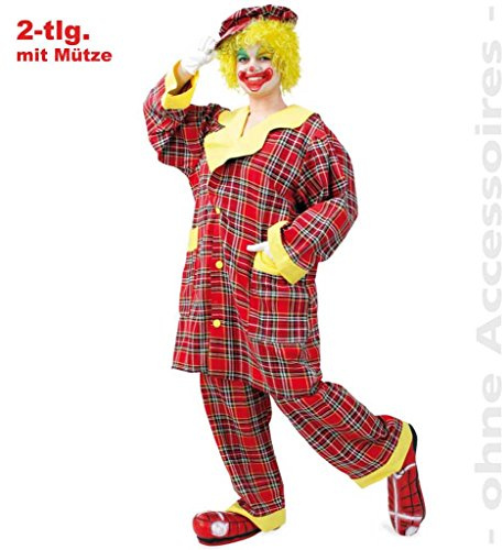 KarnevalsTeufel.de Herren-/Damenkostüm Clown Pipo 2-TLG. Clownkostüm Hose und Oberteil mit Mütze (XX-Large)