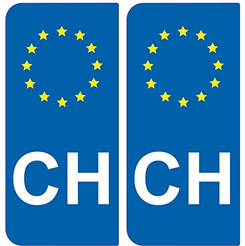 Nummernschildaufkleber für Autos, CH (Schweiz) – europäisches Länderkennzeichen, 2 Stück