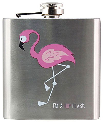 Petaca de acero inoxidable con diseño de flamenco rosa