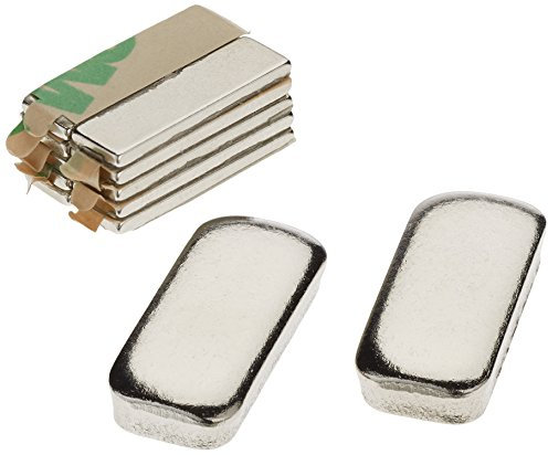 FIRST4MAGNETS Adhesive 20 x 6 x 1.5 mm Thick N42 Neodymium Magnets-1.6 kg Pull (North) (Pack of 10), Metal, Silver, 25 x 10 x 3 cm