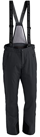 Maier Sports Anton 2, Herren Skihose, Wasserdichte Schneehose mit Hosenträgern, Stretchmaterial und verstellbarer Bund, PFC-frei, mTHERM Wattierung & mTEX Wetterschutz, Schwarz, Gr. 48 (W33/L32)