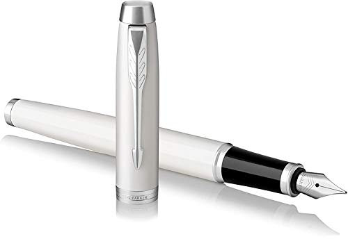 Parker IM Fountain Pen | White Lacquer | Fine Nib with Blue Ink Refill | Gift Box