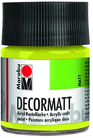 Marabu 14010005061 - Decormatt Acryl Reseda 061, 50 ml, samtmatte Acrylfarbe auf Wasserbasis, cremig und farbintensiv, speichelfest, wetterfest, zum freien Malen und Schablonieren