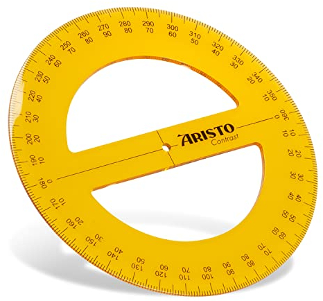 GEOtec GEOContrast - Goniometro a 360°, in plastica, 100 mm, 1,5 mm, trasparente, giallo