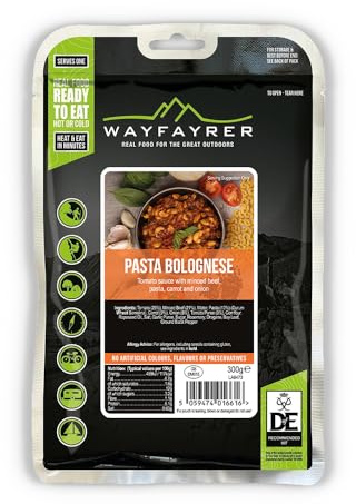 Wayfayrer Camping Food 300g Ready to Eat, Hot or Cold, Meal Pouch | Duke of Edinburgh Recommended Kit | Camping, Hiking, Fishing and Outdoor Adventures (Pasta Bolognese)