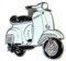 Anstecknadel aus Metall, Emaille, Motiv: Scooter, Vespa, Weiß