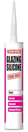 EVO-STIK Glazing Silicone Sealant Clear - 280ml - For all Types of Glazin - Waterproof seal - UV Resistant