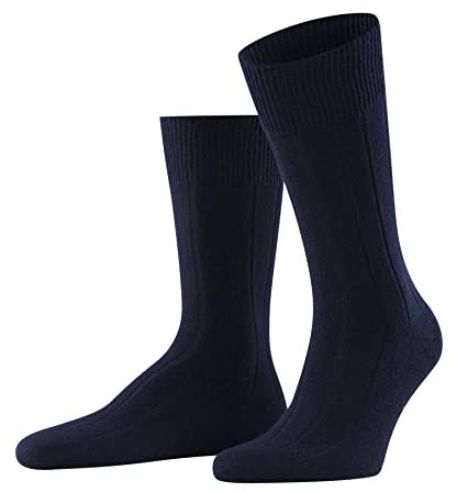 FALKE Herren Socken Lhasa Rib M So Wolle Kaschmir einfarbig 1 Paar, Blau Dark Navy 6370-O, 47-50