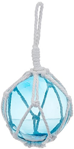 Hampton Nautical Light Blue Japanese Glass Ball Fishing Float with Brown Netting Decoration 3 by Hampton Nautical