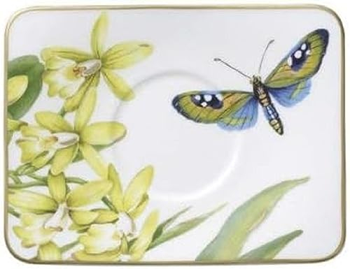 Villeroy & Boch Amazonia - Plato de café (14 x 11 cm), diseño de Mariposa, Color Blanco