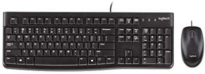 Logitech MK120 Wired Keyboard and Mouse for Windows, QWERTY Greek Layout - Black