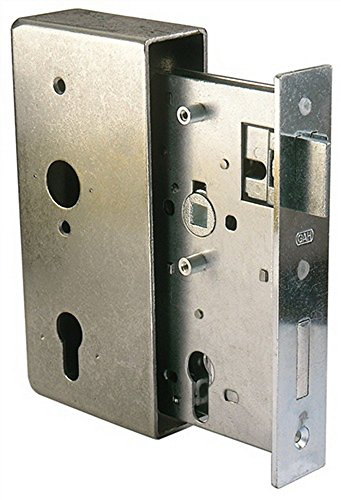 Alberts 413408 Schlosskasten | mit verzinktem Schloss | Stahl | Dornmaß 55 mm | 185 x 90 x 30 mm