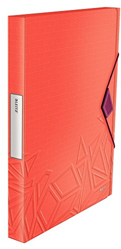 Leitz, A4 Ablagebox, Für bis zu 250 Blatt A4, 3 cm Rückenbreite, Gummibandverschluss, PP-Material, Rot, Urban Chic, 39990024