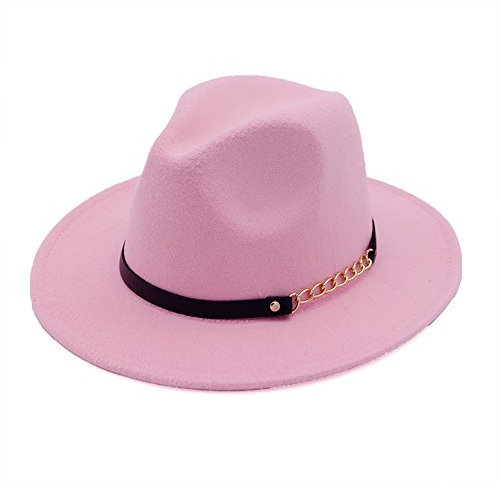 doublebulls hats Chapeau Casquette Fédora Trilby Vintage Rétro Feutre Femme Filles Hiver Rose