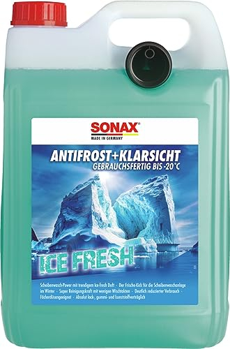SONAX AntiFrost+KlarSicht IceFresh Gebrauchsfertig bis -20° C (5 Liter) schneller, schlierenfreier & effektiver Scheibenreiniger für den Winter | Art-Nr. 01335410