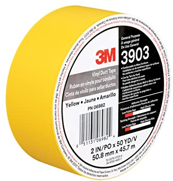 3M Vinyl Duct Tape, Yellow, 2-Inch by 50-Yard, 6.3 Mil by 3M (English Manual)