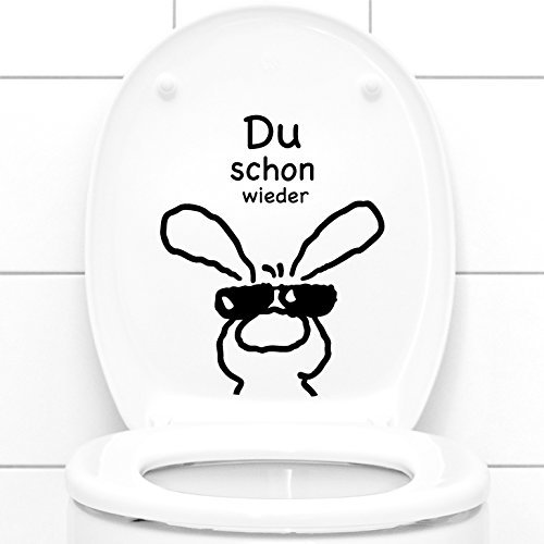 Grandora Wandtattoo Du Schon Wieder + Hase I orange (BxH) 21 x 26 cm I WC Badezimmer Bad Dekoration Aufkleber Wandsticker Wandaufkleber Sticker W3034