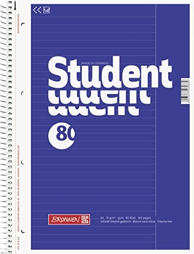 BRUNNEN Collegeblock Student | A4, Lineatur 25, 80 Blatt, blau