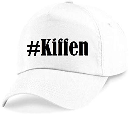 Reifen-Markt Base Cap Hashtag #Kiffen Größe Uni Farbe Weiss Druck Schwarz