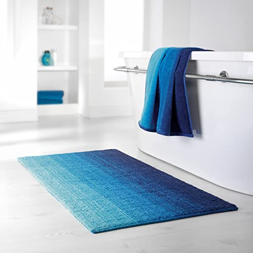 Dyckhoff Badteppich Colori, Blau, 60 x 100 cm, 100% Bio Baumwolle, GOTS