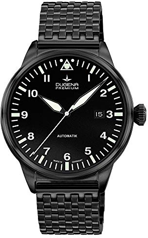 Dugena Herren-Armbanduhr 7090307 Kappa 7 Airtrip, Automatik, schwarzes Zifferblatt, Edelstahlgehäuse, Saphirglas, Edelstahlarmband, Doppelfaltdrückerschließe, 5 bar