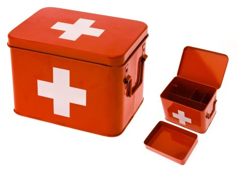 PT Medicine Medizin, Aufbewahrungsbox, Box, Medikanmentenbox, Blech, Rot, Medium