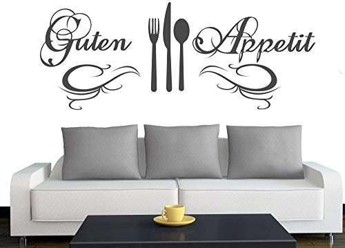 A572 Wandtattoo Guten Appetit 120cm x 47cm anthrazit (erh. in 40 Farben und 3 Größen)
