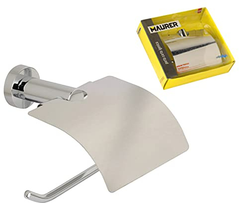 Maurer 5421120 Toilettenpapierhalter mit Deckel Edelstahl, 16 x 22 cm