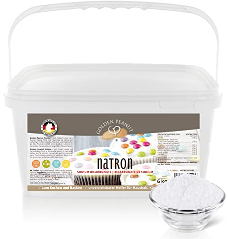 GOLDEN PEANUT Natron Pulver 6 kg, Premium Natriumhydrogencarbonat, Backsoda, Backpulver, Wasch-Soda, hochreine Lebensmittelqualität aus Deutschland
