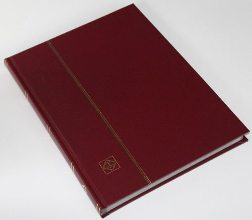 32 schwarze Seiten LEUCHTTURM Einsteckbuch Briefmarkenalbum Einband weinrot