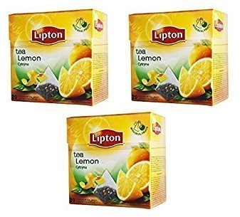Lipton Tè Nero - Limone - 20 Premium le bustine di tè a forma di piramide in una Scatola [Confezione da 3]