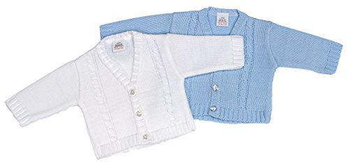 Dandelion Baby Boy Cable Knitted Bolero Cardigan for Newborn - 18 Months (Newborn, White)