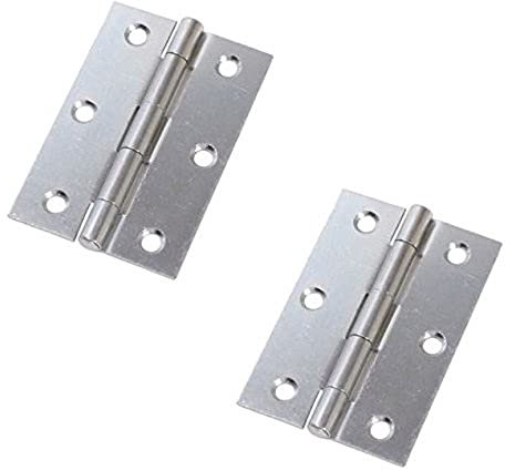 Merriway BH03801 (2 Pcs) 63mm (2.1/2 inch) Bright Zinc Plated Steel Narrow Utility Hinge - Pack of 2 Pieces