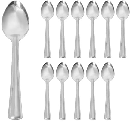 Argon Tableware 12x Teaspoons, Stainless Steel Dinner Cutlery Kitchen Table Tea Spoon Set Dishwasher Safe