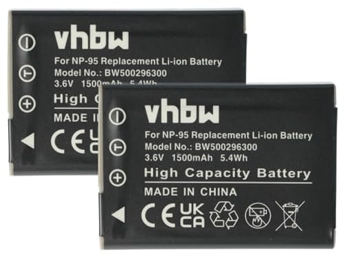 vhbw 2X Akku kompatibel mit Fujifilm FinePix F30, F31fd, F31, X-S1, X100, W1 Real 3D Kamera (1500 mAh, 3,6 V, Li-Ion)