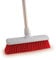 12 Soft Colour Coded Food Hygiene Brush Sweeping Broom and Aluminium Handle RED