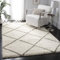 SAFAVIEH Zottelig Teppich für Wohnzimmer, Esszimmer, Schlafzimmer - Hudson Shag Collection, Hoher Flor, Elfenbein und Grau, 91 X 152 cm
