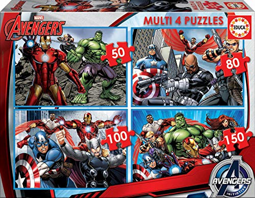 Educa - Puzzle-Set 50-80-100-150 Teile für Kinder ab 5 Jahren | Avengers, Marvel (16331)