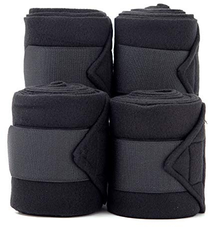 Merauno Polar Fleece Bandagen Fleece Dressage PoloTrainingsverband Satz von 4 2 Farben Wahl Black & Blue (Black)