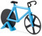 Relaxdays Cortapizzas, Cortador de Pizza Bicicleta, Cuchilla Masa Acero Inoxidable, 11,5 x 18 x 3 cm, Azul, 3 x 18 x 11.5 cm