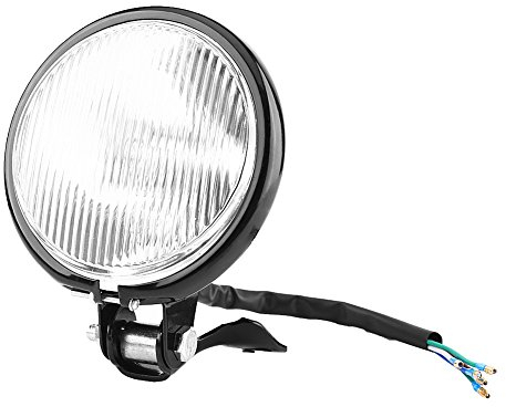Keesno 5 Round Motorcycle Headlight, Motorbike Headlight 12V Universal Retro Motorbike Front Head Lights for Wide Range of Motorcycle Models (White len)