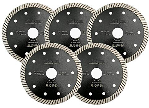 SHDIATOOL Disque Diamant Super Mince 5Pcs 125mm Turbo Lame Diamantée à Tronçonner pour Porcelaine Céramique Tuile Granit